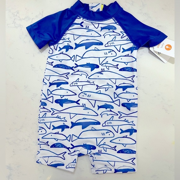Gymboree Blue and White Rashguard Swim Top - Picture 2 of 7